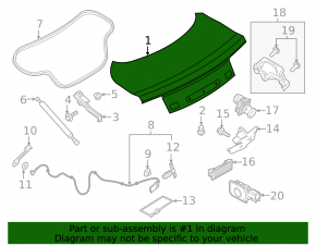 Крышка багажника Ford Mustang mk6 15-23 кабрио под спойлер