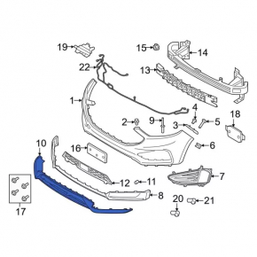 Губа нижняя переднего бампера Ford Edge 19-24 ST, ST-Line