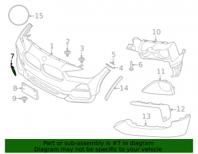 Заглушка буксировочного крюка переднего бампера BMW X2 F39 18-23