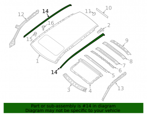 Накладка крыши правая Infiniti JX35 QX60 13-14 под панораму, отклеился уплотнитель