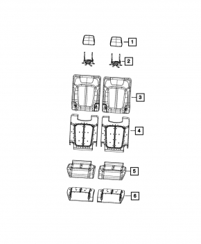 Подголовник 3 ряда левый Jeep Grand Cherokee WL 21-26 кожа черная, long