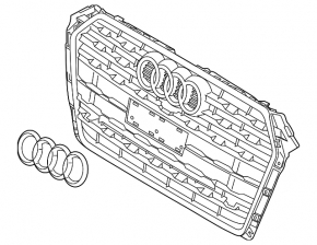 Решетка радиатора в сборе Audi A4 B9 17-19 с эмблемой, под парктроники, темный хром