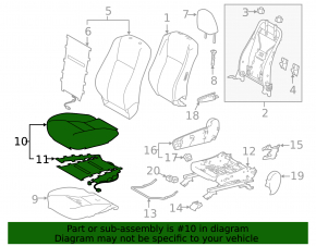 Пассажирское сидение Toyota Highlander 14-16 без airbag, ткань черн, стрельнувшее