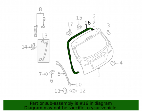 Уплотнитель резина двери багажника Subaru Outback 10-14