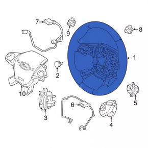 Руль голый Ford Focus mk3 15-18 рест, кожа черн