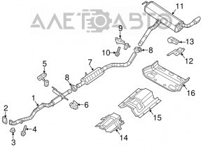 Кронштейн глушителя передний левый Jeep Cherokee KL 14-23 2.4, 3.2