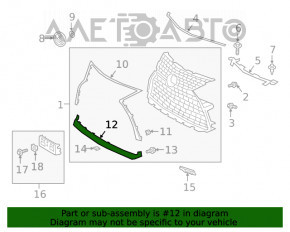 Молдинг решетки радиатора grill нижний Lexus RX350 RX450h 20-22