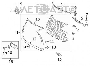 Молдинг решетки радиатора grill нижний Lexus RX350 RX450h 20-22