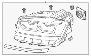 Фара передняя левая VW Atlas 18-20 в сборе с хромом и блоком