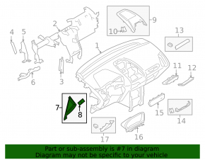 Накладка передней панели боковая левая Ford Ecosport 18-22 черная