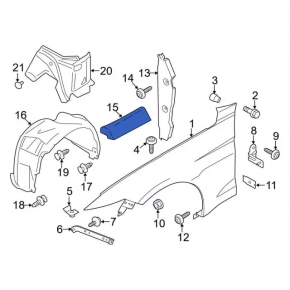 Уплотнитель крыла дверь-крыло левый Ford Mustang mk6 15-23
