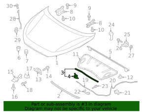 Уплотнитель капота центральный Hyundai Tucson 16-21