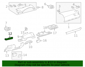 Вставка передней панели левая Toyota Camry v50 12-14 usa серая, потерта