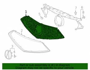 Основание решетки радиатора grill Acura MDX 21-26 2022-26, without surround view, advance pkg