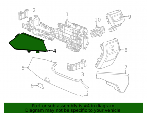 Ornament consolă centrală neagră pentru Chevrolet Equinox EV 24-26, lateral, spate dreapta, sus