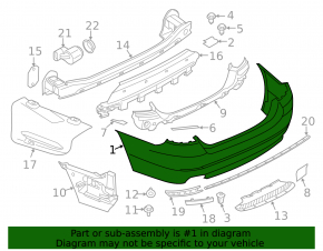 Бампер задний голый BMW 5 F10 14-16 без парктроников, Base