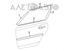 Молдинг дверь-стекло центральный задний правый Nissan Altima 13-18 хром