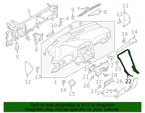 Накладка торпеды центральная Ford Fusion mk5 17-20 черная