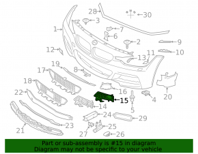 Нижняя решетка переднего бампера левая BMW 3 F30 13-15 M pack, под птф