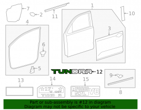 Эмблема надпись двери TUNDRA передняя правая Toyota Tundra 14-21