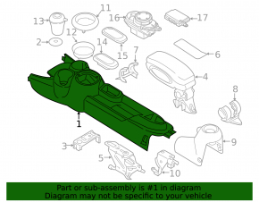 Консоль центральная Mini Cooper F56 3d 14-23 в сборе, черн