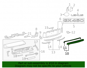 Молдинг двери багажника Lexus GX460 10-23