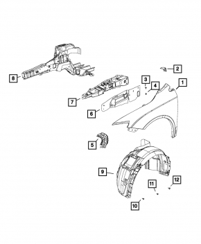 Крыло переднее правое Chrysler 200 15-17 графит PAU крашенное