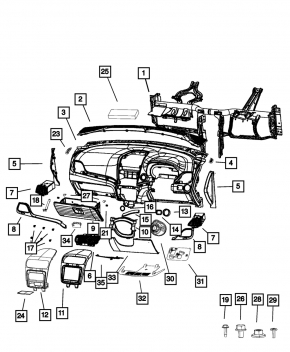 Conducta de aer Torpedo central Dodge Journey 11 - negru cu crom