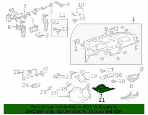 Накладка торпеды колени пассажира Lexus RX300 RX330 RX350 RX400h 07-09 черная, с подсветкой
