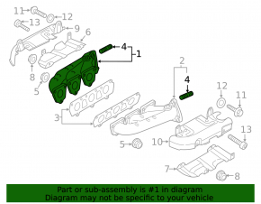 Коллектор выпускной правый Porsche Cayenne 958 11-17 3.6