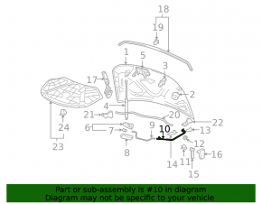 Трос открытия замка капота VW CC 13-17 рест задняя часть