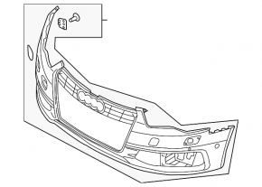 Бампер передний голый Audi A6 C7 12-15 под парктроники, s-line pkg