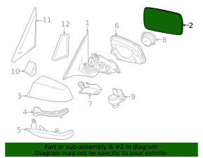 Element oglindă stânga încălzit BMW 5 F10 11-16