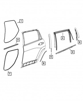 Уплотнитель двери задней левой Jeep Cherokee KL 19-23