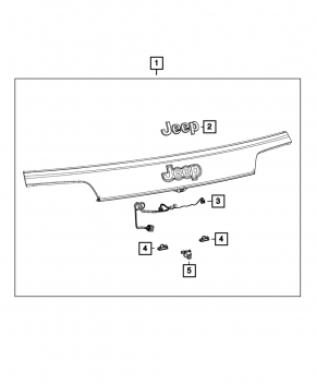 Ornamente portbagaj Jeep Grand Cherokee WK2 17-20 pentru cameră, gri cu emblemă roșie