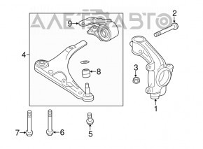 Цапфа со ступицей передняя правая Acura MDX 14-20 с кожухом