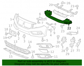 Усилитель переднего бампера Honda Civic X FC 18-21 тип 2
