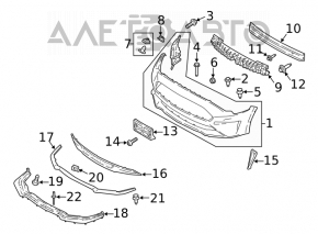 Крепление переднего бампера правое Ford Mustang mk6 18-23 рест