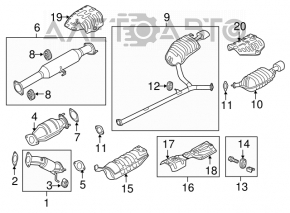Глушитель задняя часть бочка левый Kia Optima 14-15 2.4 длинная
