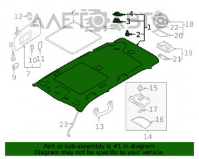 Обшивка потолка Subaru Forester 19-21 SK серая, под люк