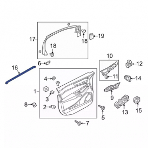 Garnitura sticla portiera dreapta fata Ford Edge 15-