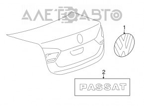 Эмблема VW крышки багажника VW Passat b8 16-19 USA сломаны направляйки