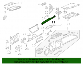 Накладка передней панели правая VW Tiguan 22-24 серая