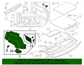 Обшивка арки левая Audi A3 8V 15-20 4d, под задний airbag, FWD