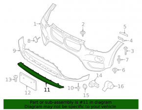 Накладка губы переднего бампера BMW X1 F48 16-19 X-line серая структура