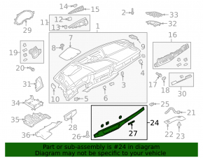 Ornamente laterale dreapta față pentru Audi A5 F5 18-25, lemn de nuc maro