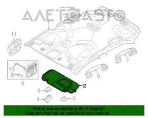 Козырек правый Fiat 500X 16-21 серый с подсветкой, без крючка