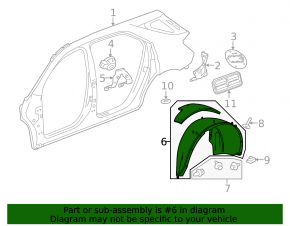 Подкрылок задний правый Chevrolet Equinox 10-17