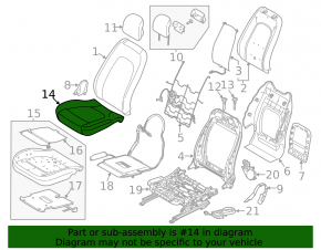 Пассажирское сидение Lincoln MKZ 17-20 с airbag, электрическое, подогрев, вентиляция, кожа черная