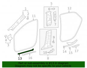 Накладка порога внутренняя передняя левая Toyota Camry v70 18-24 черная